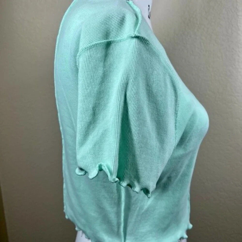 Aeropostale mint green  crop top lettuce hem baby tee top size L streetwear - Picture 12 of 16